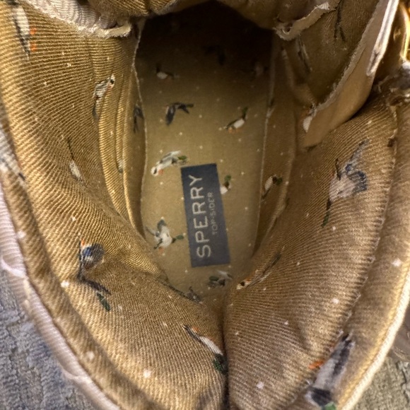 Sperry Top Sider Duck Rain Boots Chevron Quilted Shaft Nylon Ivory 7.5 EUC - Picture 10 of 14